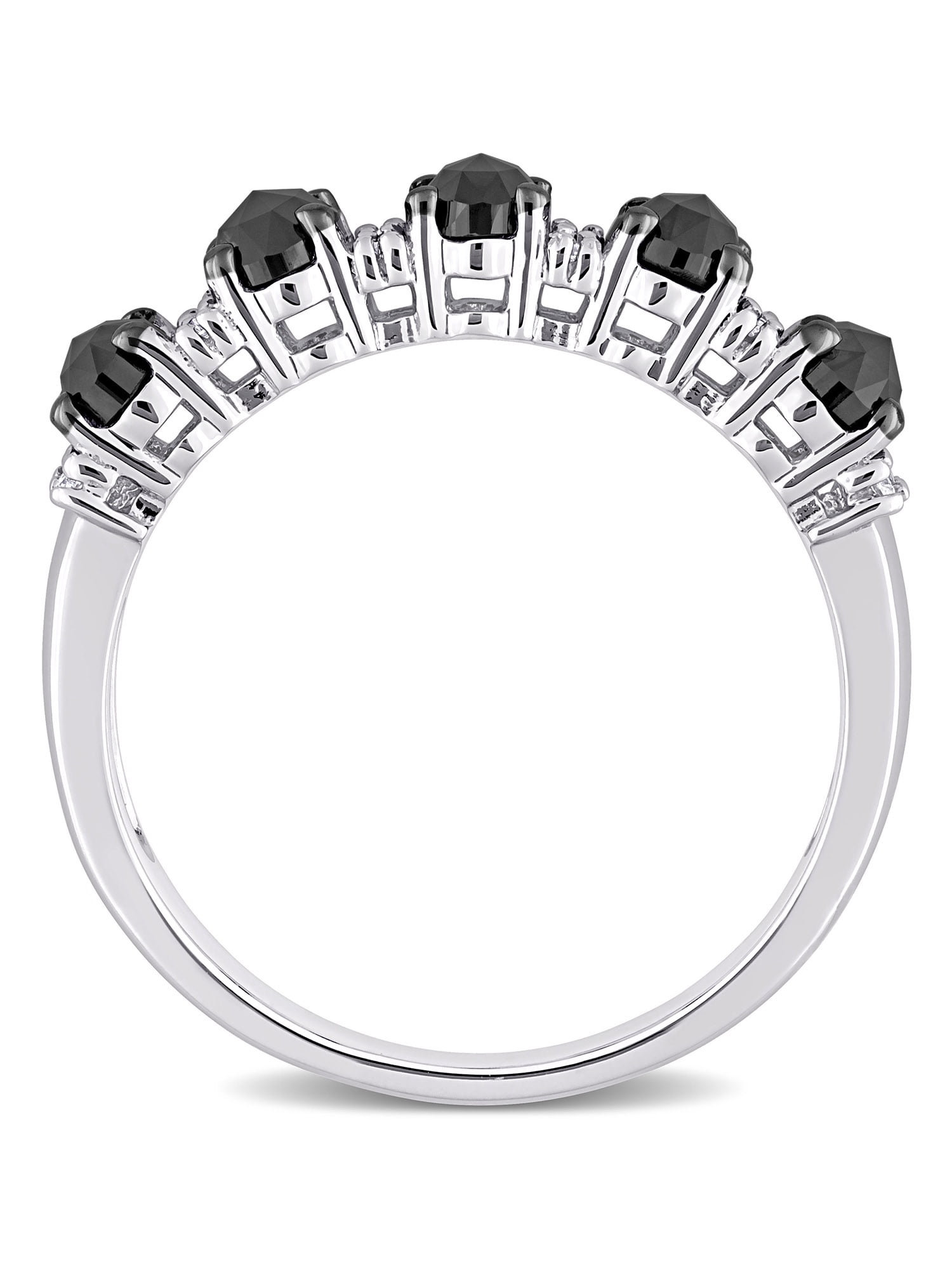 Everly Women's Created Moissanite and Black Diamond 10k White Gold Ring