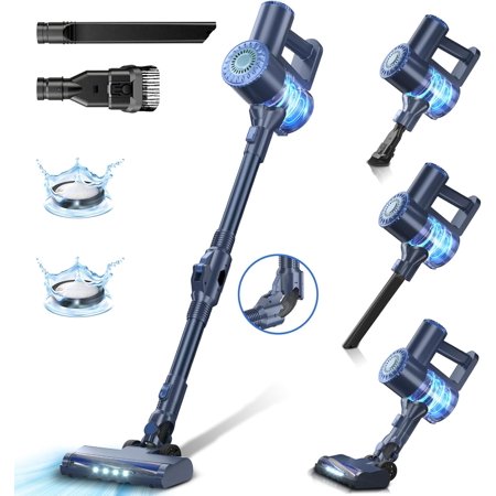Cordless Vacuum Cleaner, Lightweight Stick Vacuum Cleaner, 6 in 1, Self-Standing with Powerful Suction, 180° Bendable Wand Rechargeable Cordless Vacuum for Hardwood Floor (Green)