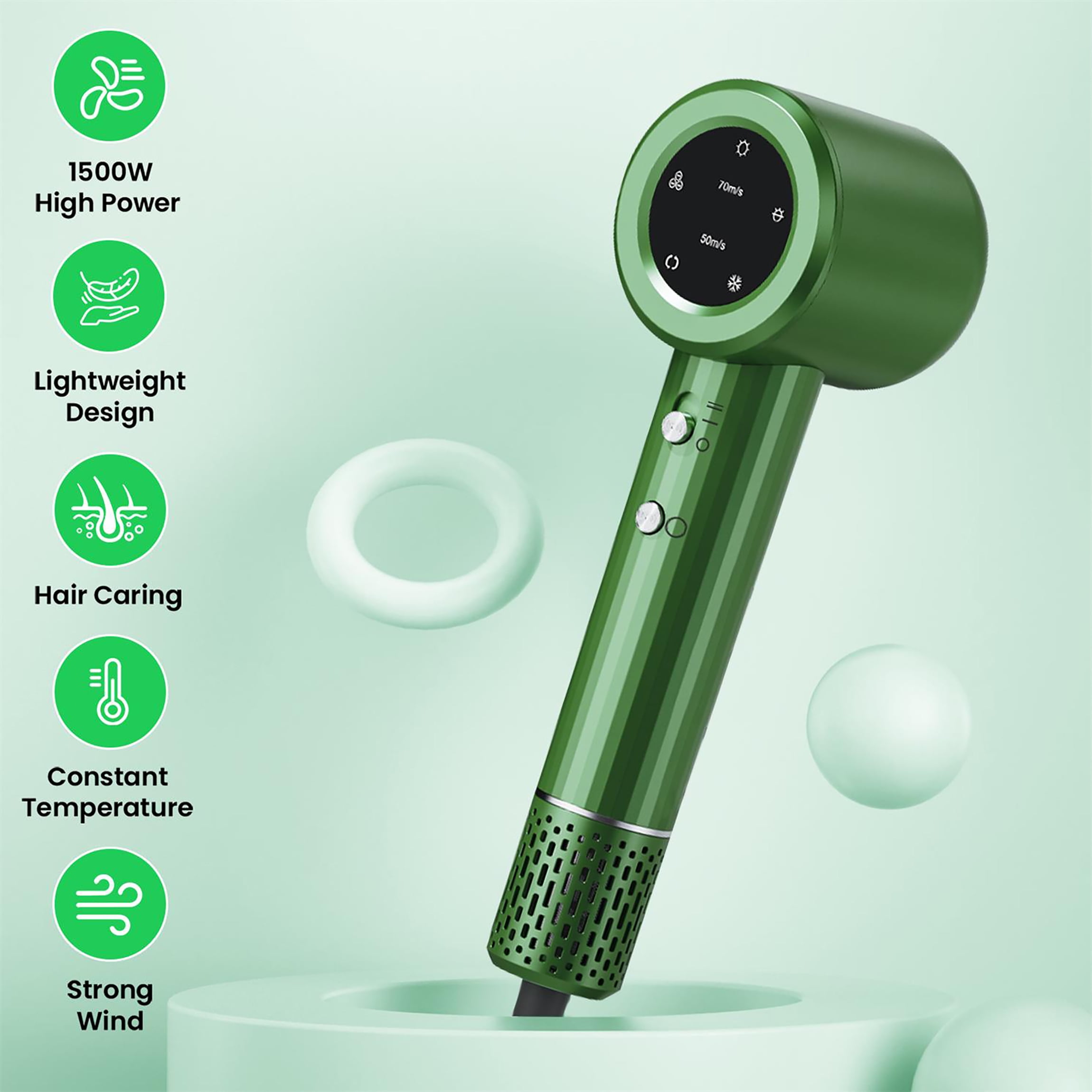 EXF Hair Dryer - 110000 RPM High- Motor Negative Ionic Blow Dryer  with Magnetic Nozzle&LED Display