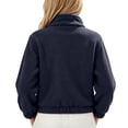 thumbnail image 4 of Agkizg Girls Stand Collar Fleece Jacket Thick Winter Coat with Pockets Solid Color Warm Casual Outerwear, 4 of 5