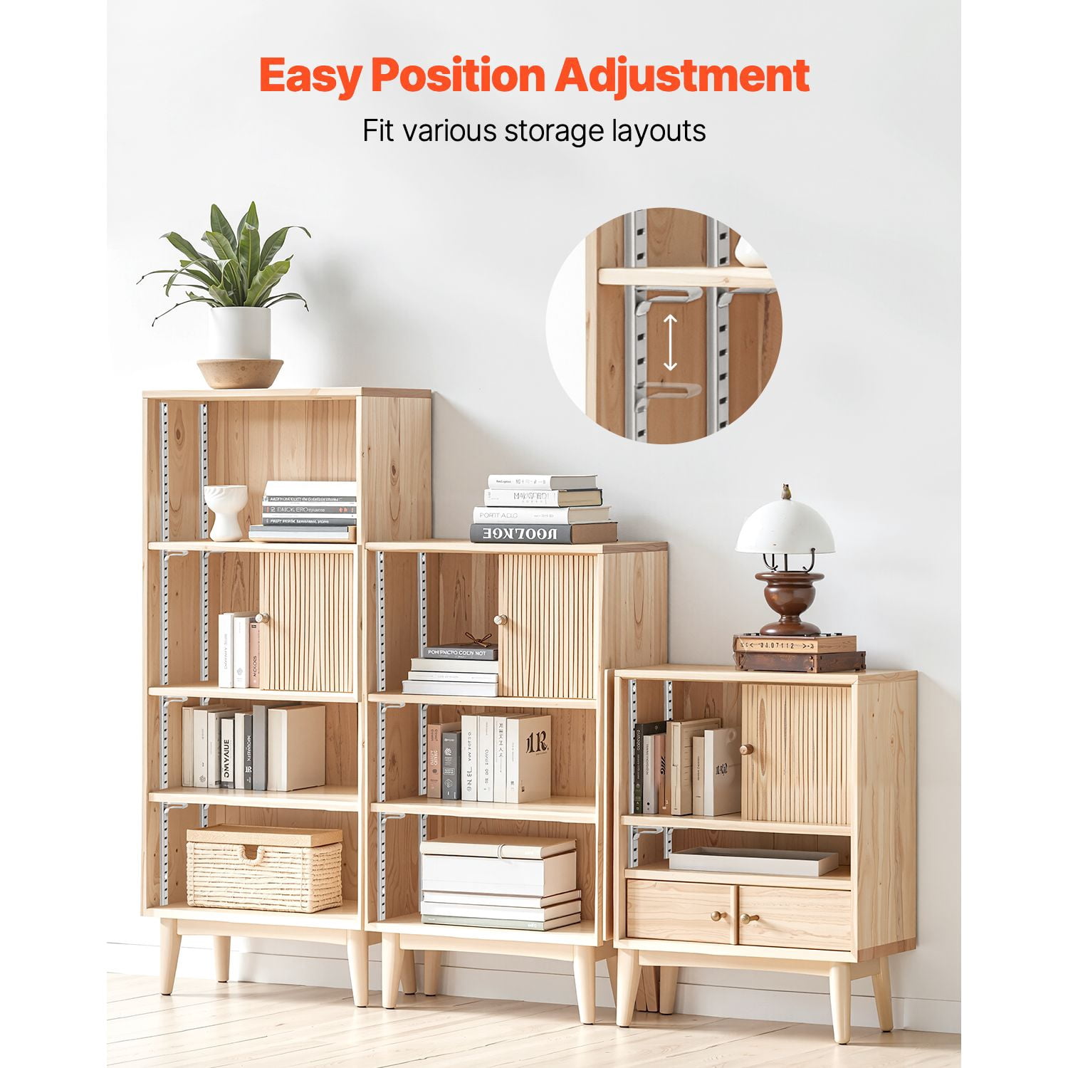 Heavy-Duty Pilaster Shelf Track Multi-Tier Adjustable Height and Width SPCC Steel for Living Room Bedroom Storage