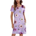 thumbnail image 1 of Pompotops Robe Longue Ample en Coton et Lin à Col Rond Manches Bouffantes Mi-Longue, 1 of 6