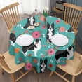 thumbnail image 3 of Border Collie Dog and Flower Florals Round Tablecloth 60"x60",Wrinkle Wipeable Table Cloth for Kitchen Dining Room Picnic Patio Party, 3 of 6