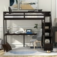 thumbnail image 2 of Harper & Bright Designs Twin Size Loft Bed with Storage Staircase and Built-in Desk, High Loft Bed Frame with Steps for Boys Girls Adults, Espresso, 2 of 12