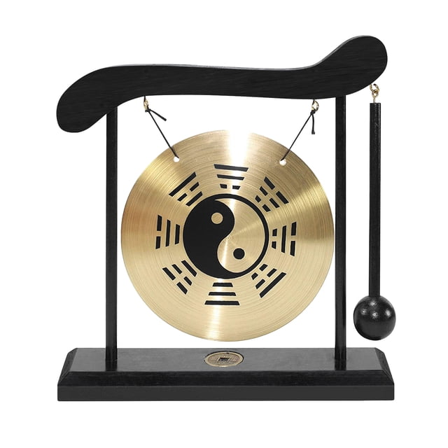 Dodocool Mini Table de Bureau Gong Carillon Éolien Instruments de Percussion avec Maillet pour Décoration Intérieure Cadeau de Pendaison de Crémaillère - Tableau de Gossips Chinois Taiji