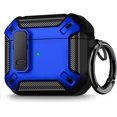 thumbnail image 1 of Airpod Pro Case Cover With Secure Lock Clip, Military Armor Series Full-Body Rugged Hard Shell for Men Women with Keychain Carabiner，Shockproof Protective Case for AirPod Pro,Carbon Fiber,blue, 1 of 5