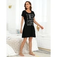 thumbnail image 5 of HDE Women's Cotton Nightgowns Short Sleeve Sleep Dress Need Coffee 2X-3X, 5 of 6
