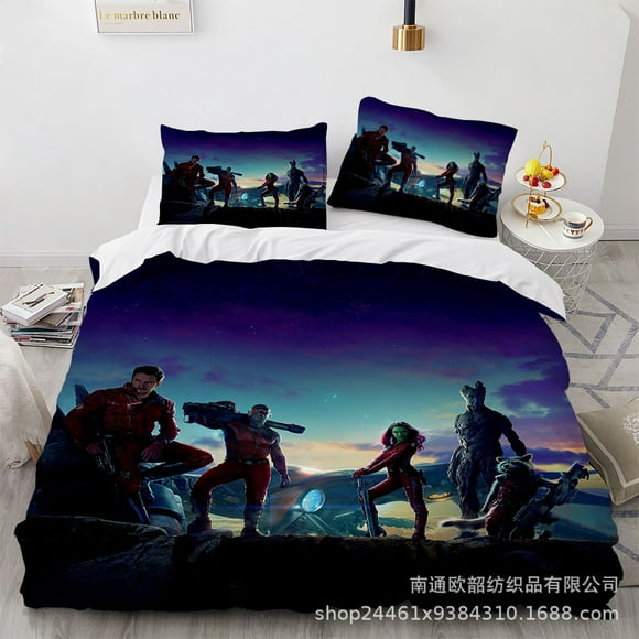 Guardians Of The Galaxy Bedding Quilt Cover, Three-Piece Set, Soft Microfiber, 3D Printed Duvet Cover-Youyoupin