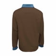 thumbnail image 4 of Dazajoo Waffle Knit Button Down Oversized Tops for Women Casual Long Sleeve Lapel Shirts with Denim Trim,Brown,XL, 4 of 5
