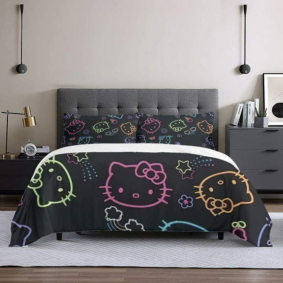 hello kitty Queen Comforter Set, 3pcs Bedding Sets Queen, All Season Lightweight Blanket Quilt 60x80 Inch