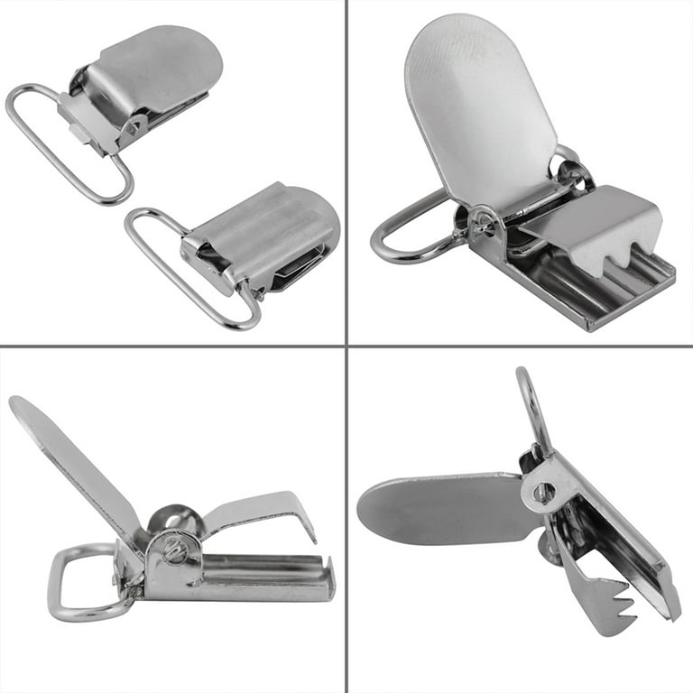 Metal Suspender Clips Metal Clips Silver Metal Suspender Braces Clips  Holder Repair Parts Accessory 25mm 