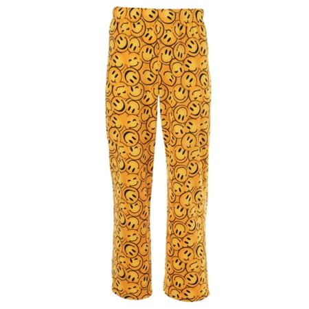 Sonoma Mens Yellow Fleece Sleep Pants Smiley Face Pajama Bottoms L ...