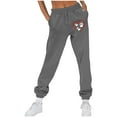 thumbnail image 2 of successthop Women Sweatpants Fleece Pants with Pockets Heart ELastic Waist Sportpants Lightweight Trousers Gray, 2 of 4