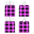 thumbnail image 2 of Yiaed Purple Black Buffalo Plaid Print Tissue Box Cover, PU Leather Decorative Organizer for Tabletop, Bathroom, Car, Office Creative Decorative, 2 of 7
