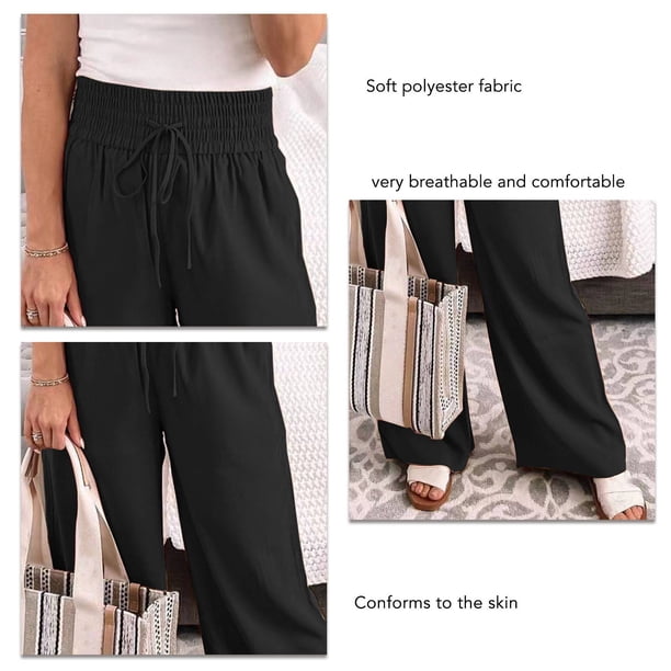 Pantalones de Mujer con Cintura Elástica Y Bolsillos Laterales Pantalones de Pierna Ancha Pantalones Informales con Cordón para Mujer ANGGREK Otros