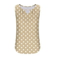 thumbnail image 6 of Charella Ladies Tank Tops Loose Fit Summer Polka Dots Keyhole Neck Sleeveless T Shirts Casual Trendy Pleated Tunic Blouses (S, Khaki), 6 of 6