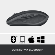 Logitech MX Anywhere 2S Bluetooth Edition Compact Wireless Mouse, No USB Receiver - Use On Any Surface, Hyper-Fast Scrolling, Rechargeable, Graphite