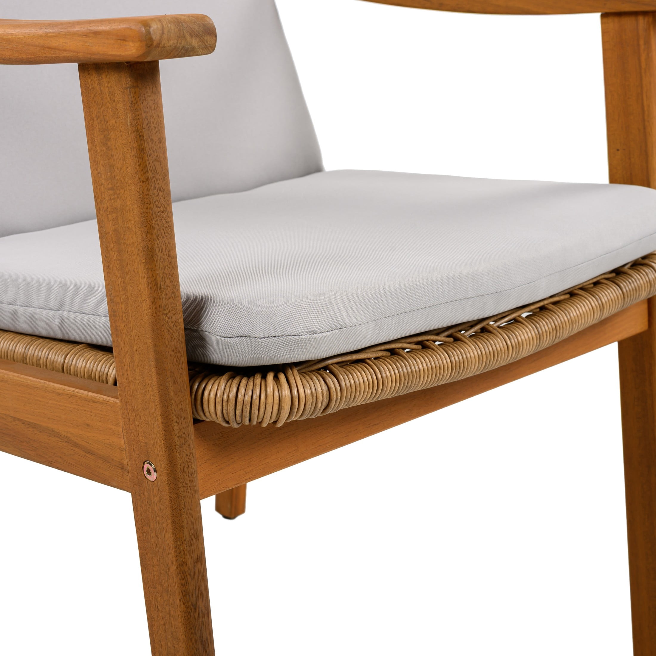 Christopher Knight Home 7-Piece Outdoor Dining Set, 71" Table with Wicker Cushion Chairs, Teak+Gray