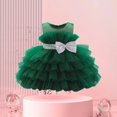 thumbnail image 2 of Mercatoo Kids Girls Puff Sleeve Mesh Tutu Princess Dress Prom P𝐚rty Dress Bow Tulle 𝐌ini Dress Girls Formal Dress, 2 of 9