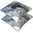 thumbnail image 5 of Modern Abstract Marble Blue and Gold Throw Pillow Covers 20x20 in Farmhouse Pillow Case Soft Outdoor Cushion Covers Set of 2 for Sofa Bed Bedroom Car Chair Living Room Home Decorative, 5 of 6