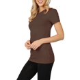 thumbnail image 5 of Womens Basic Cotton Crew Neck Short Sleeve Long Tee Shirt, 5 of 7