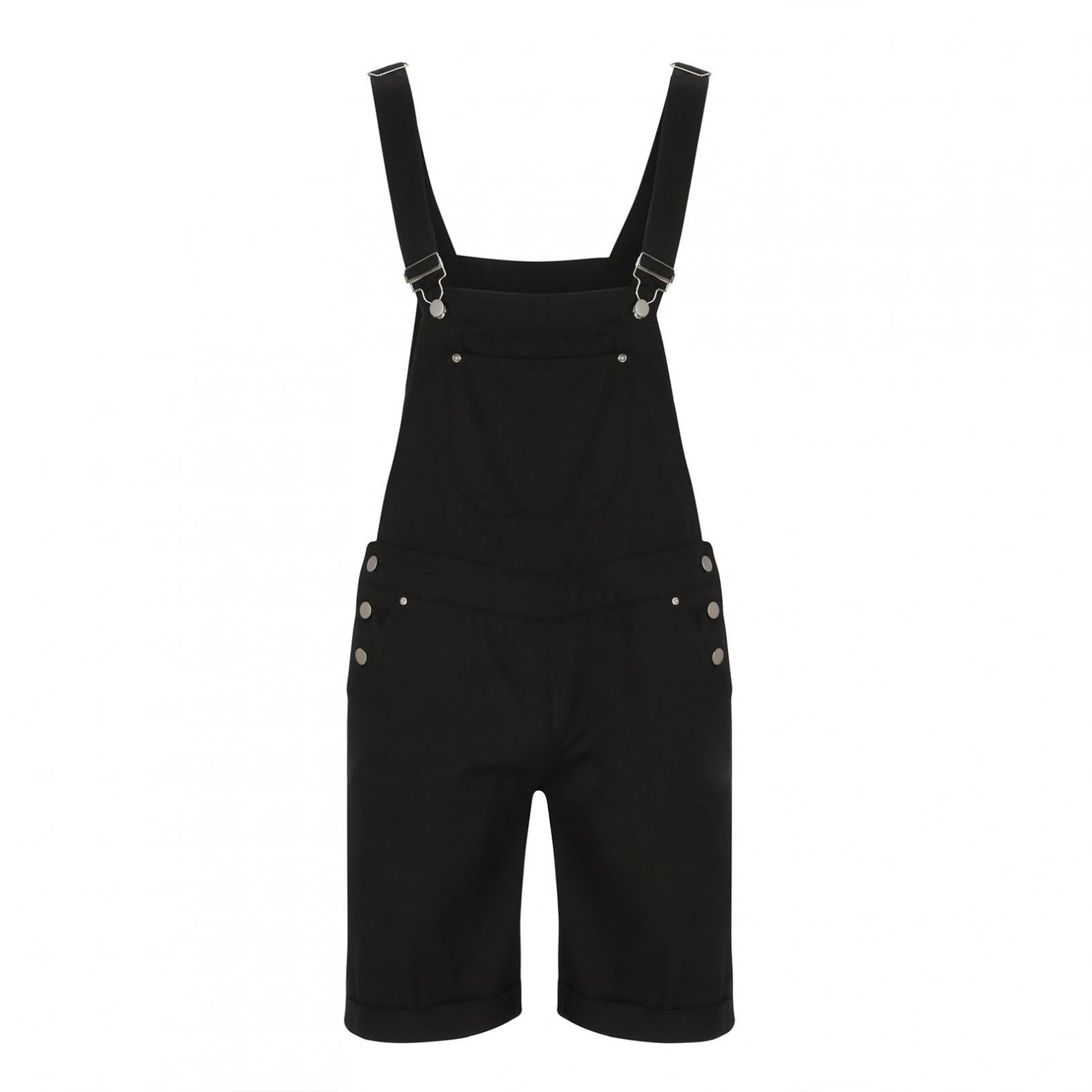 Black denim overalls shorts sale