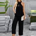thumbnail image 6 of Women's Summer 2 Piece Outfits Casual Criss Cross Sleeveless Tank Tops and Wide Leg Pants Sets Tracksuits Ladies Clothes, 6 of 8