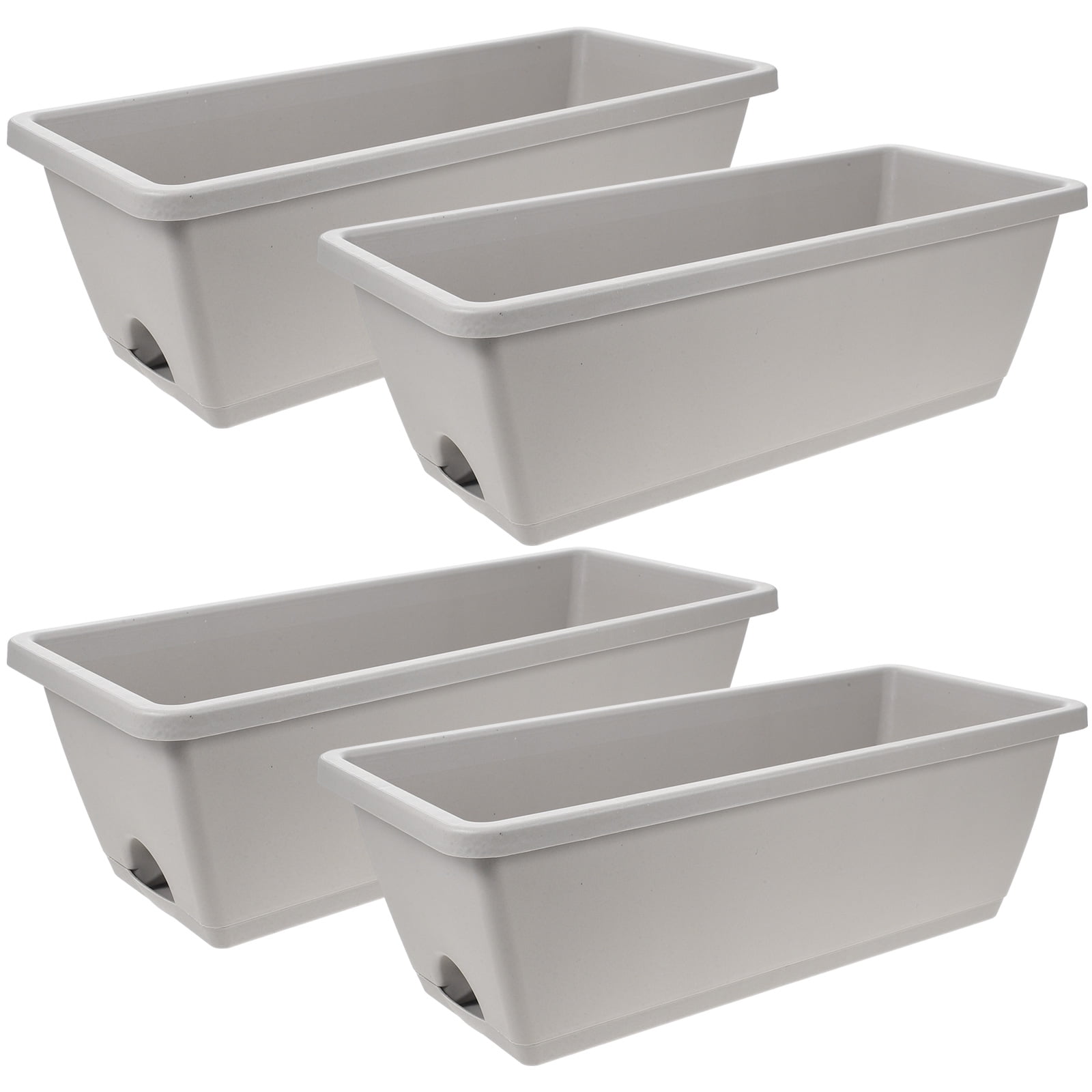 4 Sets Rectangular Window Flower Box Planter Plant Vegetable Planters with Tray