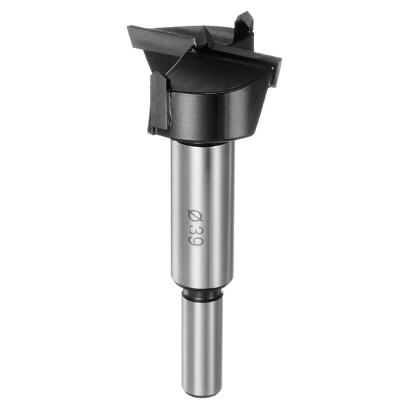 Uxcell Forstner Drill Bit for Woodworking, 1-17/32in (39mm) Carbide Tip Round Shank Hinge Cutter for Wood Hole Drilling Opener