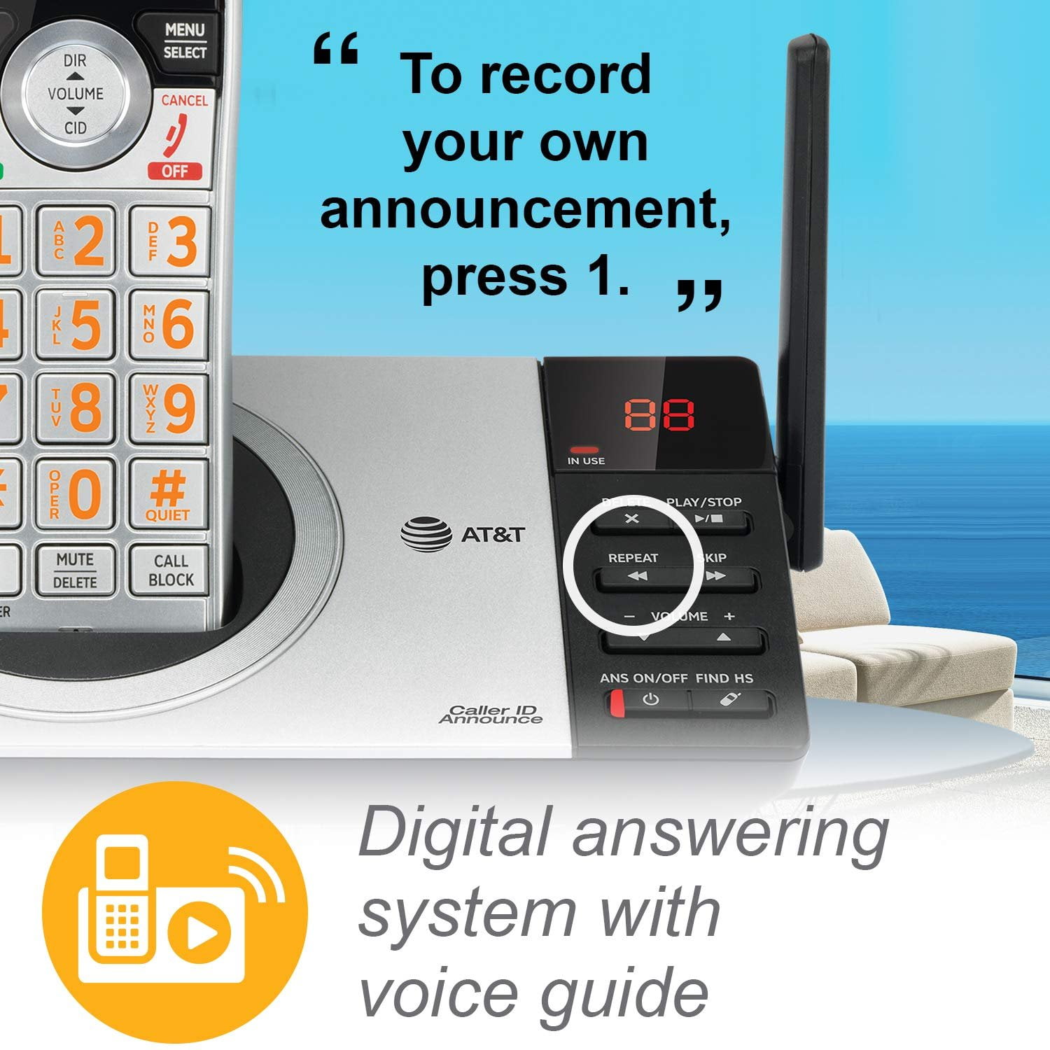 Telephone Answering Machine with full voice guidance