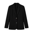 thumbnail image 6 of Yrmaups Office Work Fall Layering Long Sleeve Button Down Blazer for Women, Casual Open Front Business Jacket, Soft Solid Everyday Cardigan, Black XL, 6 of 6