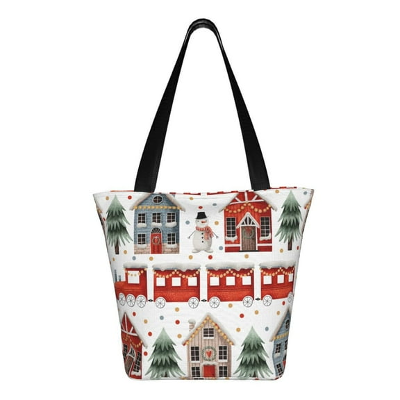 Ratiio Christmas Houses Print Shoulder Bag for Women, Polyester Crossbody Purse Lightweight Handbag for Daily Travel and Casual Use
