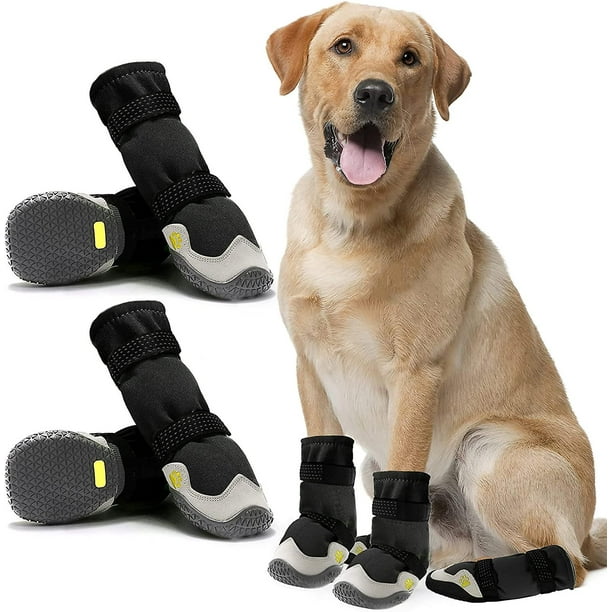 Yeashow Protective Dog Boots Thermal Long Tube Dog Shoes Breathable Microfiber Leather Dog Paw Protector With Rubber Sole 7