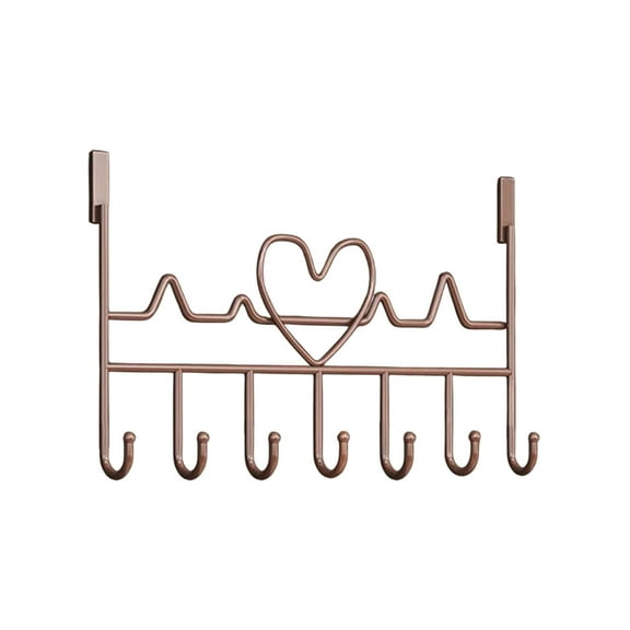 Meitianfacai No-Drill Door Hooks, 16.14x8.66 Inch Heavy Duty Over The Door Hanger, Space Saving Organizer for Coats, Bags & Towels, Rustproof Metal Hooks for Bedroom, Bathroom, Kitchen(Brown)