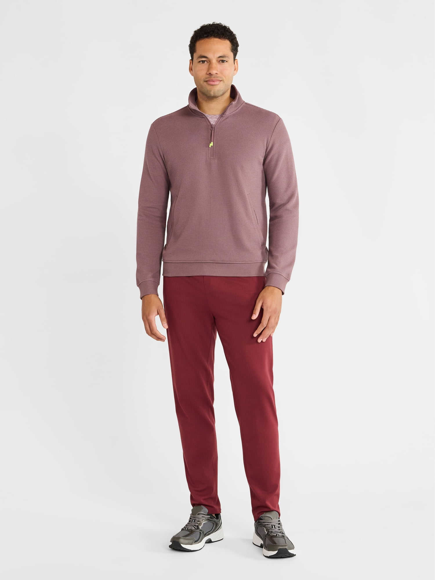 Athletic Works Men's and Big Men's Waffle Quarter Zip Pullover, Sizes S-3XL
