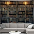 thumbnail image 4 of Vintage Bookshelf Tapestry Wall Hanging, Retro Library Wall Art Bohemian Hippie Tapestries, College Dorm Decor for Bedroom Living Room, 60X40IN, 4 of 5