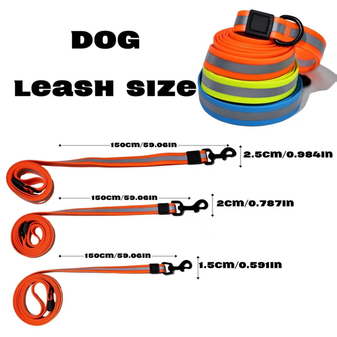Reflective PVC Dog Leash & Collar Set | Waterproof Heavy Duty Safety Lead