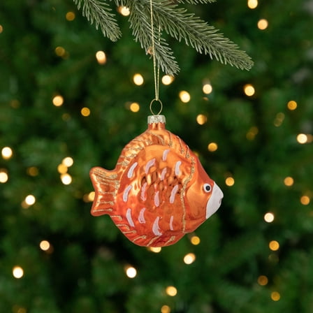 Northlight Metallic Discus Fish Glass Christmas Ornament - 3.75" - Orange