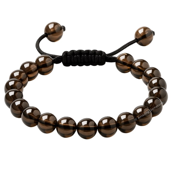 Smoky Quartz Crystal Bracelet - 8mm Beaded Bracelet and Healing Stones