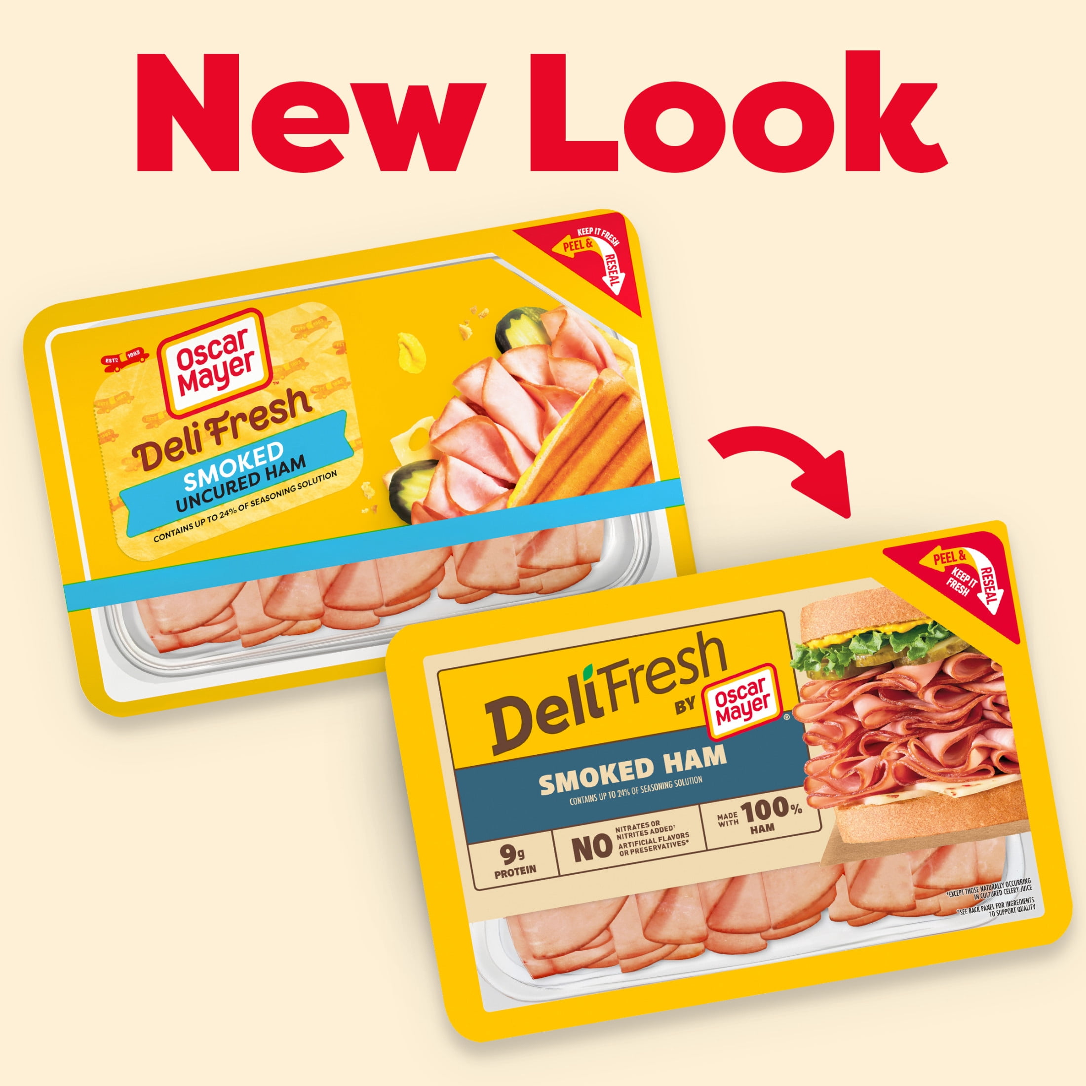 Oscar Mayer Deli Fresh Sliced Deli Meat, for Sandwiches and Easy Lunches, Smoked Ham, No Artificial Preservatives, No Added Nitrates or Nitrites, 9 oz