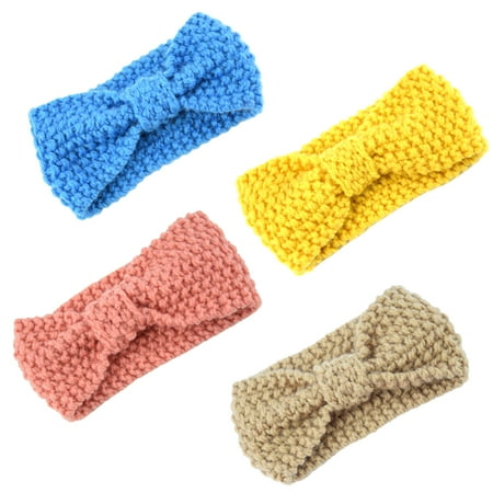 - Baby Headband, Coxeer 4Pcs Baby Girls Knotted Bow Cute Knitting Turban Headbands for Baby Newborn Toddlers
