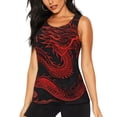 thumbnail image 1 of Balery Red Dragon On Black Camiseta sin mangas estampada ligera para mujer, tops de entrenamiento sin mangas, camisetas de yoga transpirables de secado rápido.-Medium, 1 of 7