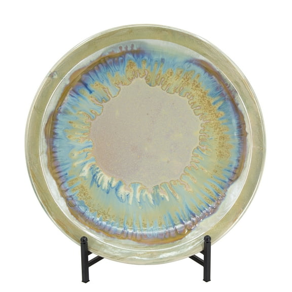 A&B Home Remy Reactive Glaze Ceramic Charger - 18"Dia. x 2" - Blue/Beige