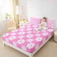 thumbnail image 4 of Manfei Cute Cartoon Flowers Twin Sheet Sets,Lovely Floral Blossom Twin Fitted Sheet,White Pink Flat Sheet For Kids,Microfiber Bedroom Decor,3 Pieces, 4 of 7