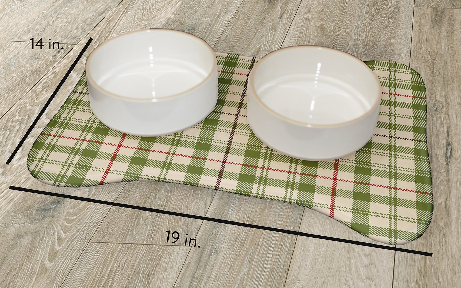 Simply Daisy Plaid Bone Shape Pet Feeding Mat for Dogs