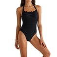thumbnail image 6 of Guluxicc Women One Piece Tummy Control Swimsuit Halter Scallop Trim Bathing Suits 1 Piece Vintage Ruched Slimming Swimwear, 6 of 6
