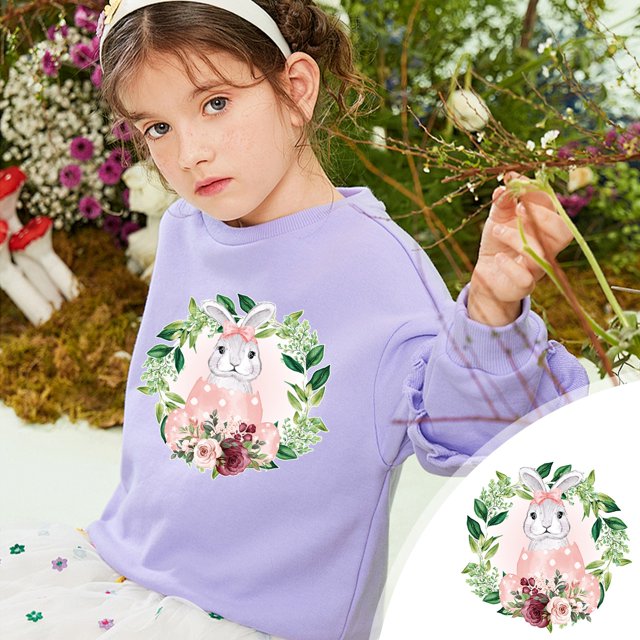 Decoraciones de Pascua, adornos de Pascua, regalos de Pascua, 5 piezas de linda corona de Pascua, conejos, huevos, ropa, impresión para niños y mochilas escolares, camisetas, pegatinas de transferenci