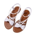 thumbnail image 6 of Yyuenw Women Flock Flat Sandals Crisscross Straps Open Toe Ankle Strap Summer Casual Walking Shoes, 6 of 9