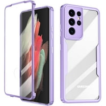 for Samsung Galaxy S21 Ultra Case, 360 Full Body Rugged Case with Built-in Screen Protector Transparent Heavy Duty Shockproof Bumper Cover for Galaxy S21 Ultra 6.8" (Purple)