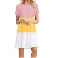 thumbnail image 1 of Ersazi Robe pour Femmes 2023 Mode pour Femmes Col Rond Chandail à Enfiler avec Manches Courtes Imprimées Décontractée Ample Longueur Genou en Liquidation Bleu G, 1 of 4